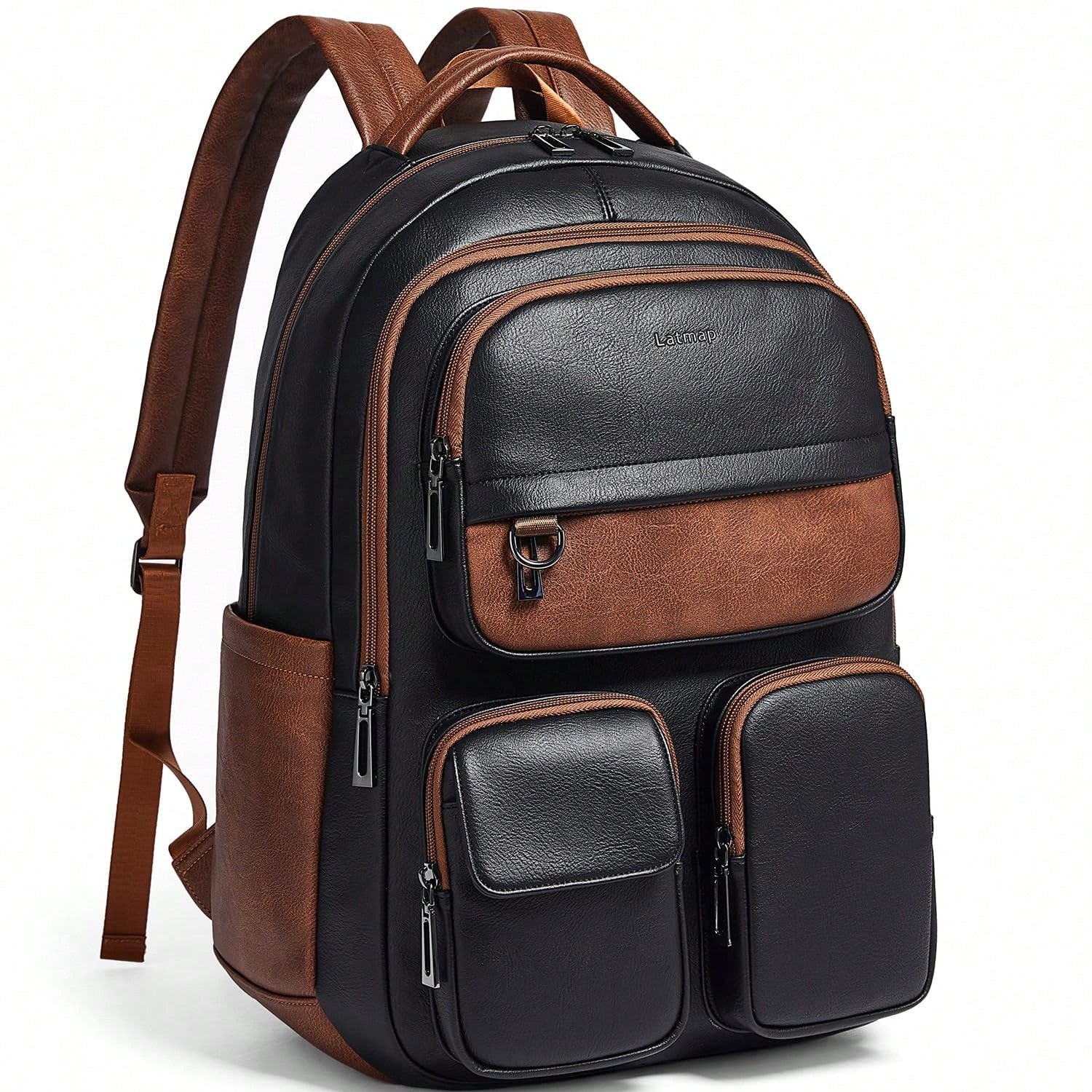 Leather Work Bag Laptop - LATMAP Vegan Leather Backpack Purse For