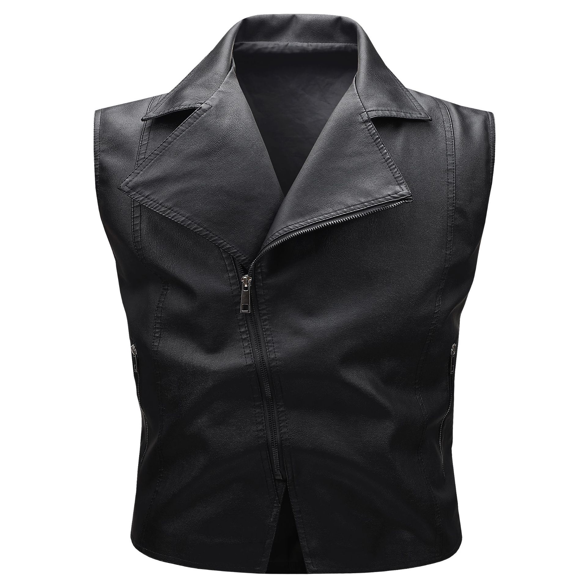 Leather Work Vest - Motorcycle Spring Jacket / Lightweight Motorcycle
