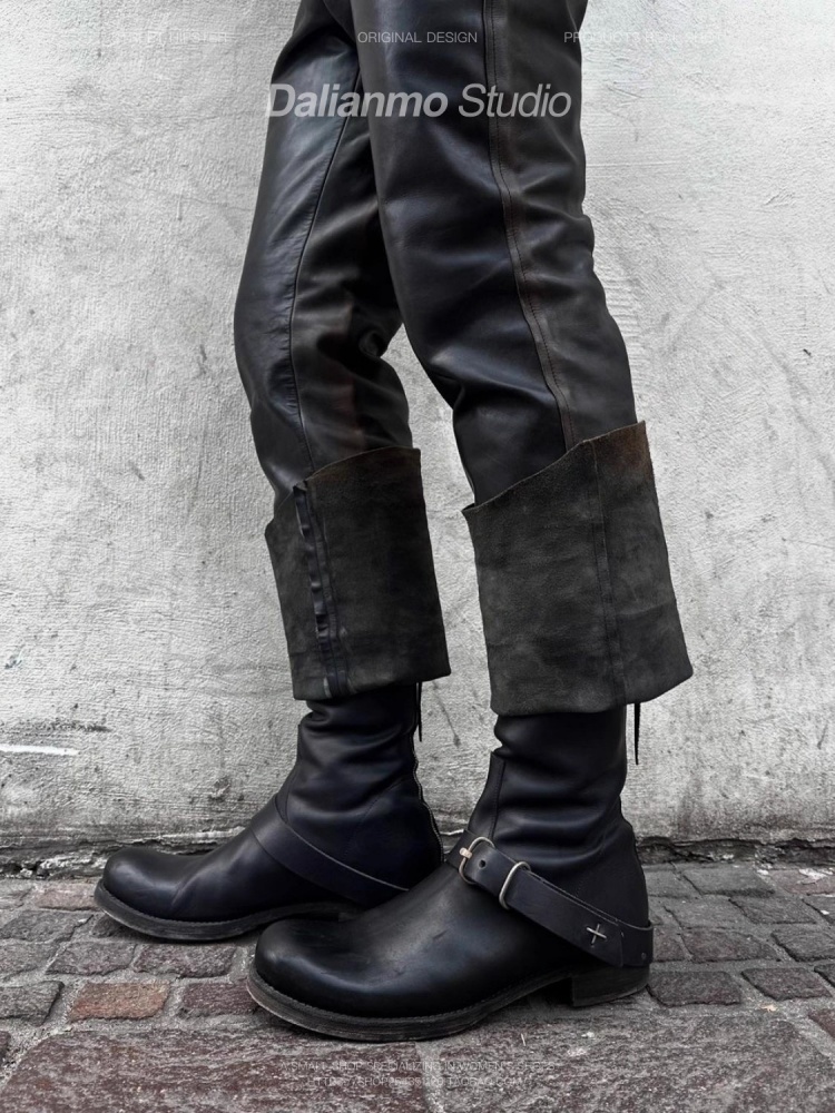 Youtube Leatherwork - Black Cool Short Boots for Men