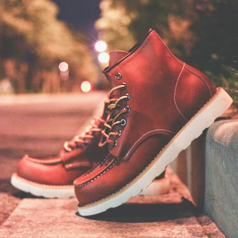 Leatherwork Projects - Genuine Leather Men's Boots Vintage Tooling