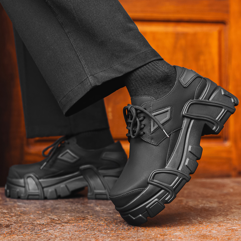Leather Work Oxfords - Men Platform Leather Shoes Formal Dress