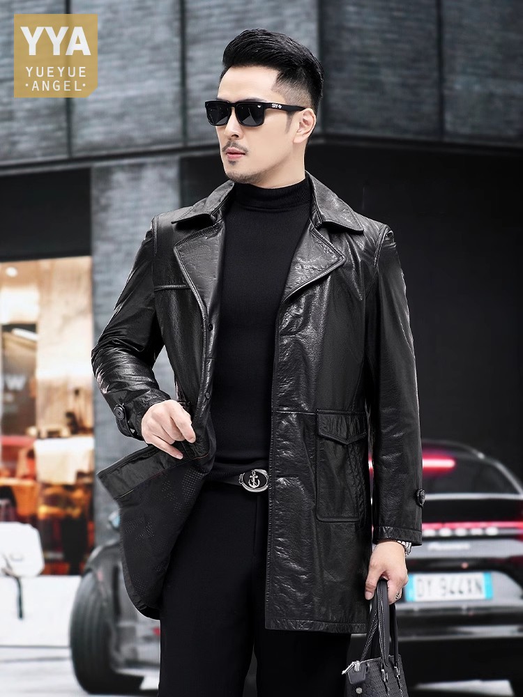 Leather Work Jacket Mens - Luxury Men Business Work Slim Fit