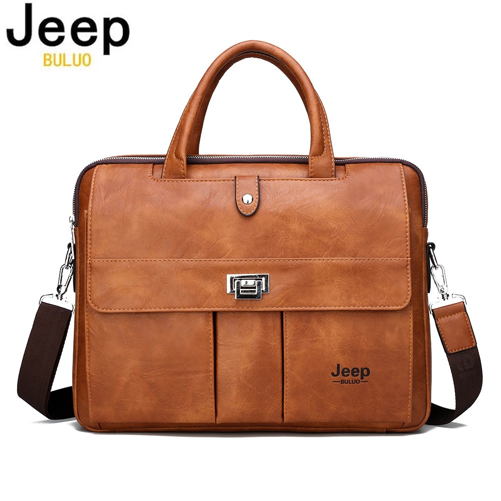 Leather Work Bag Laptop - Jeep Buluo Men's Leather Briefcase 14
