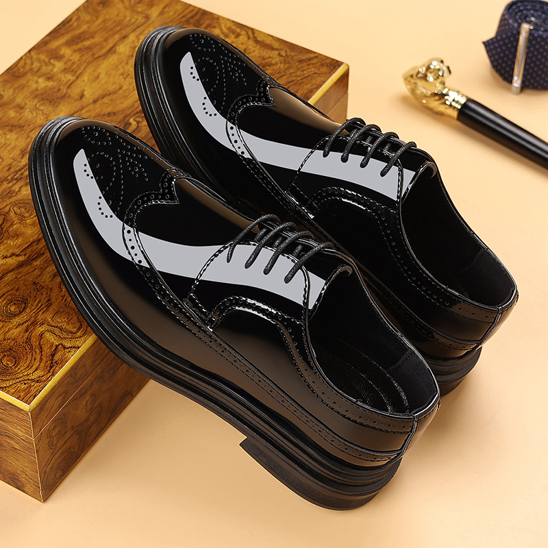 Men's Patent Leather Brogue Dr - Leather Work Oxfords 评论和价格