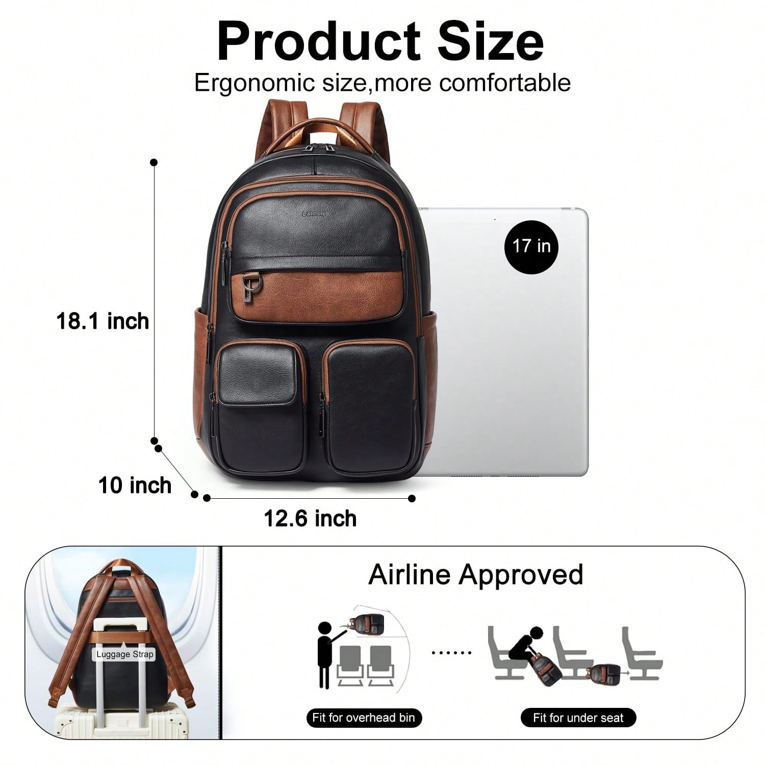 LATMAP Vegan Leather Backpack  - Leather Work Bag Laptop 评论和价格