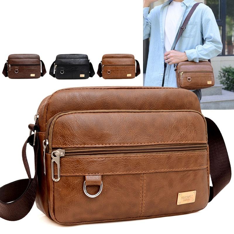 Leather Men's Sling Bag Messen - Leather Work Bag Laptop 评论和价格