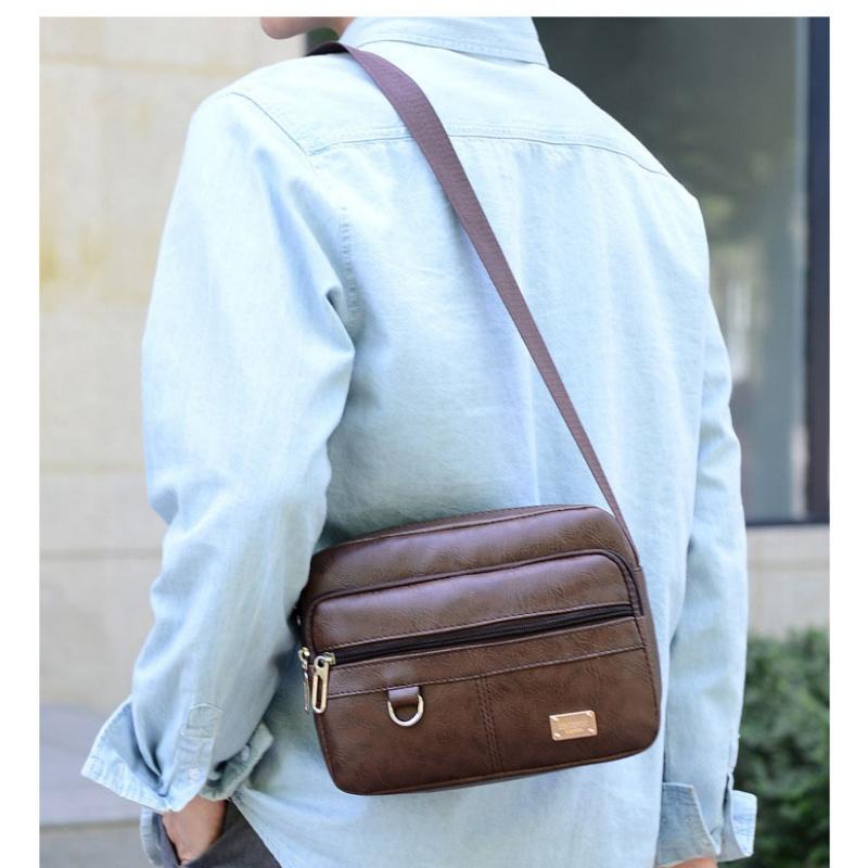 Leather Men's Sling Bag Messen - Leather Work Bag Laptop 评论和价格