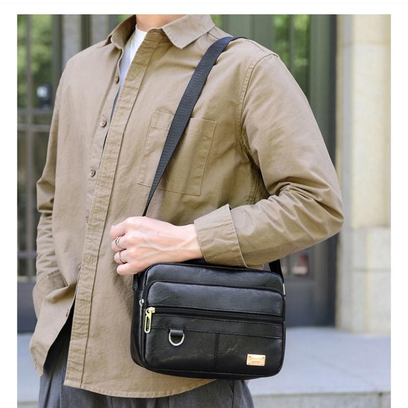 Leather Men's Sling Bag Messen - Leather Work Bag Laptop 评论和价格