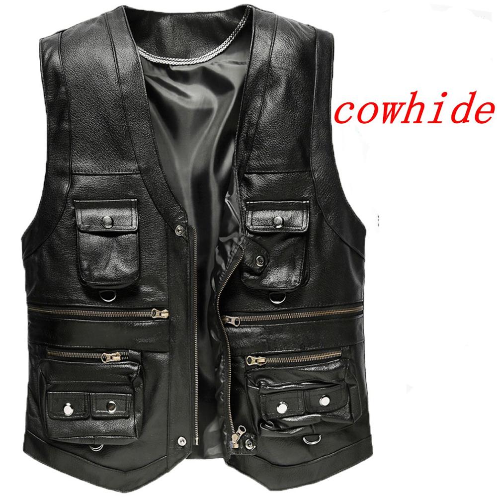 2025 Cowhide Genuine Leather V - Leather Work Vest 评论和价格