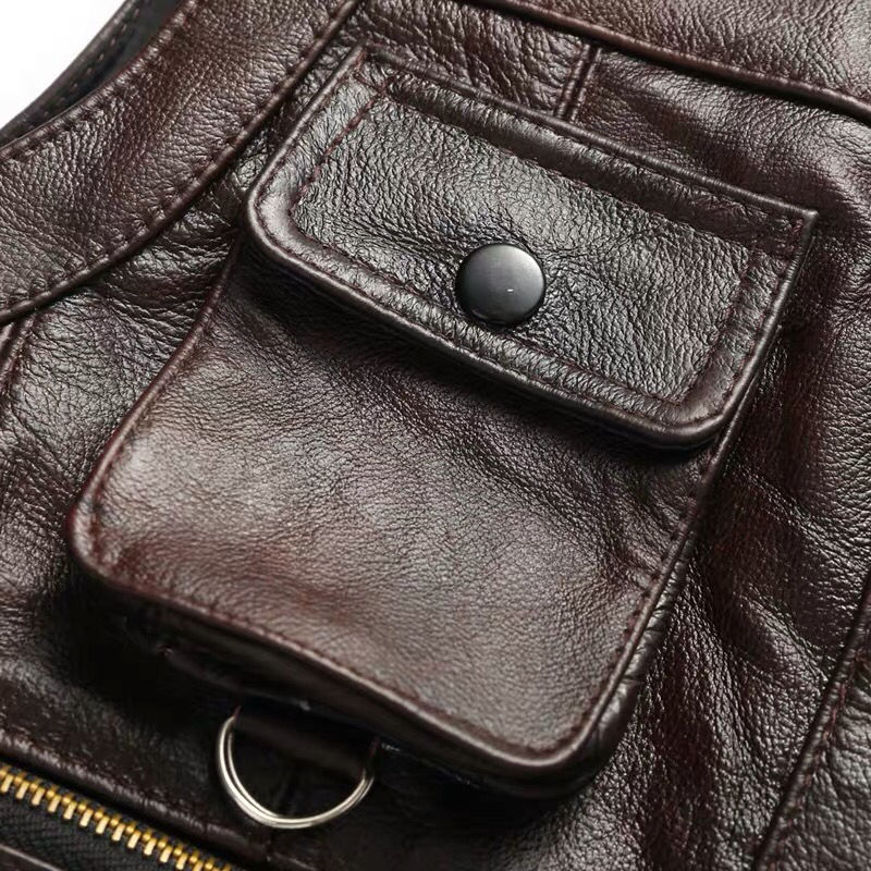 2025 Cowhide Genuine Leather V - Leather Work Vest 评论和价格