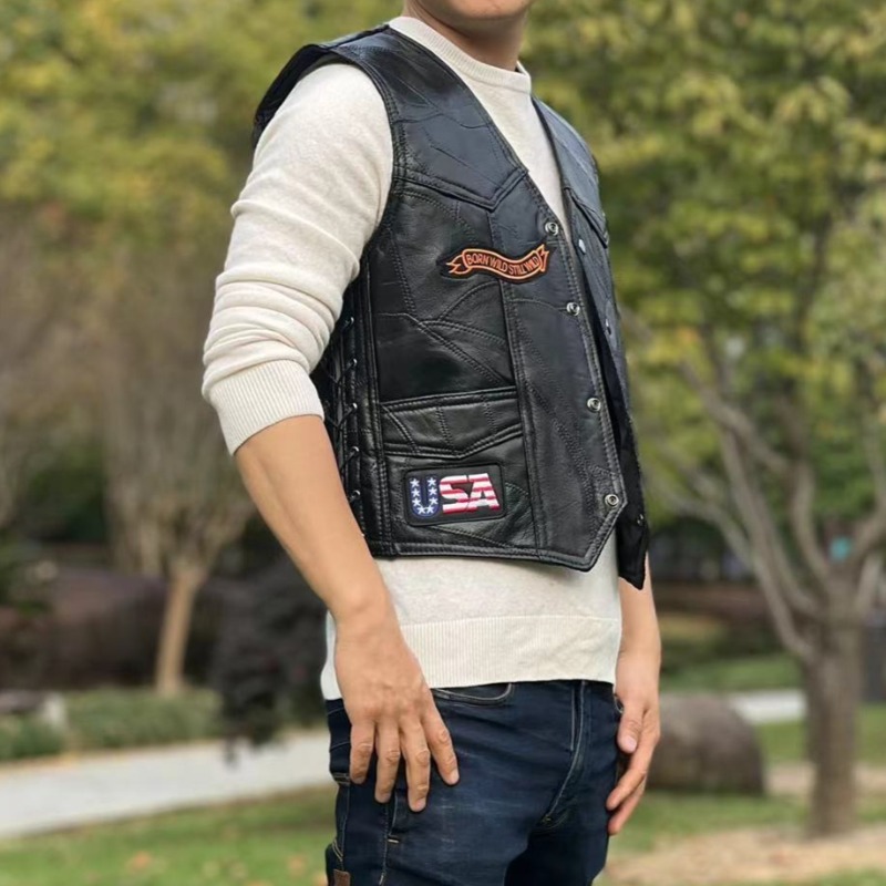 NEW Motorcycle Vests Men Cafe  - Leather Work Vest 评论和价格