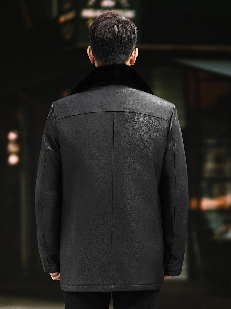 Luxury Men Winter Real Mink Fu - Leather Work Jacket Mens 评论和价格