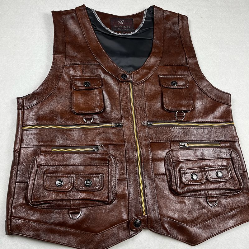 Cowhide Genuine Leather Vest W - Leather Work Vest 评论和价格
