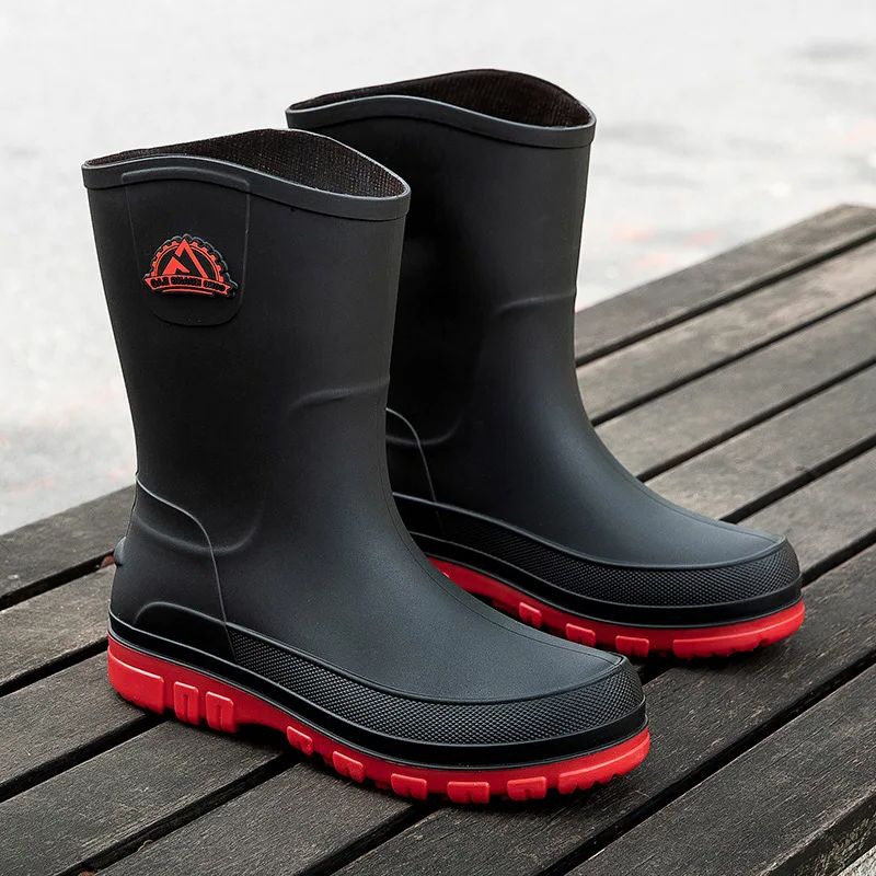 New Fashion Men Rain Boots Pla - Youtube Leatherwork 评论和价格