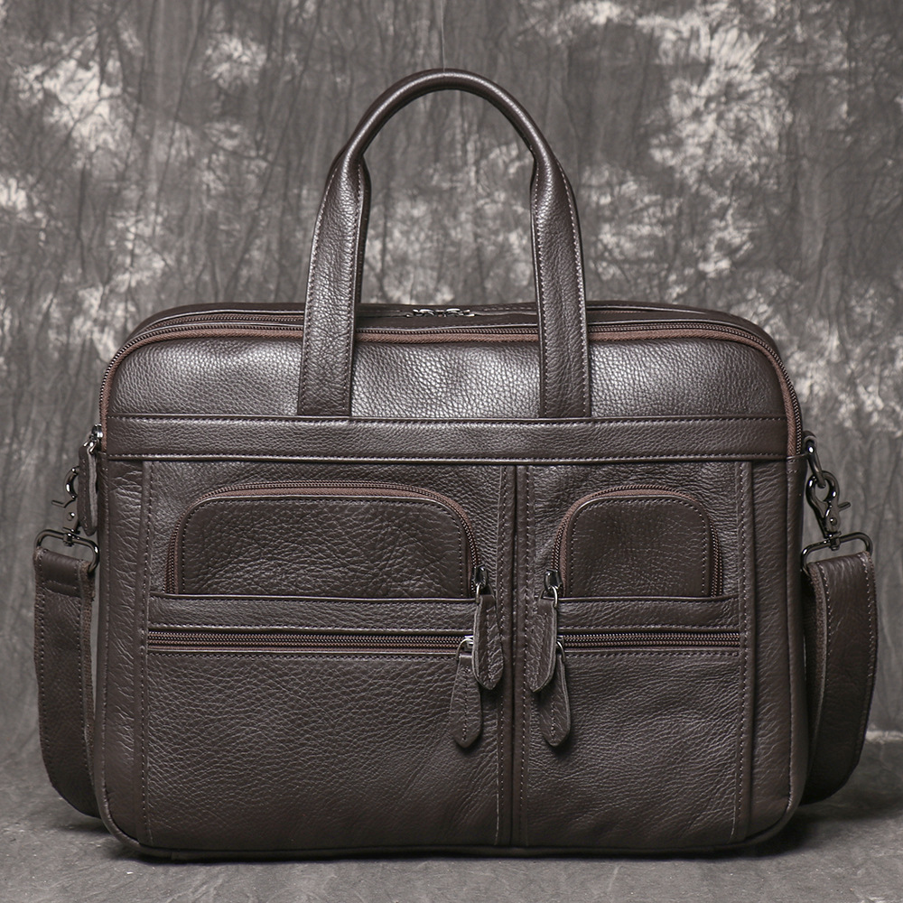 Men's Genuine Leather Briefcas - Leather Work Bag Laptop 评论和价格