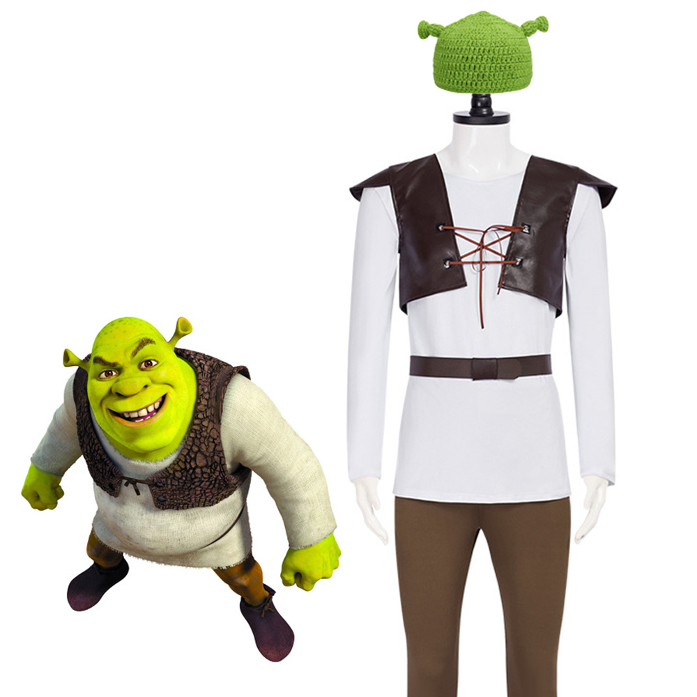 Shrek Cosplay Costumes Green H - Leather Work Vest 评论和价格