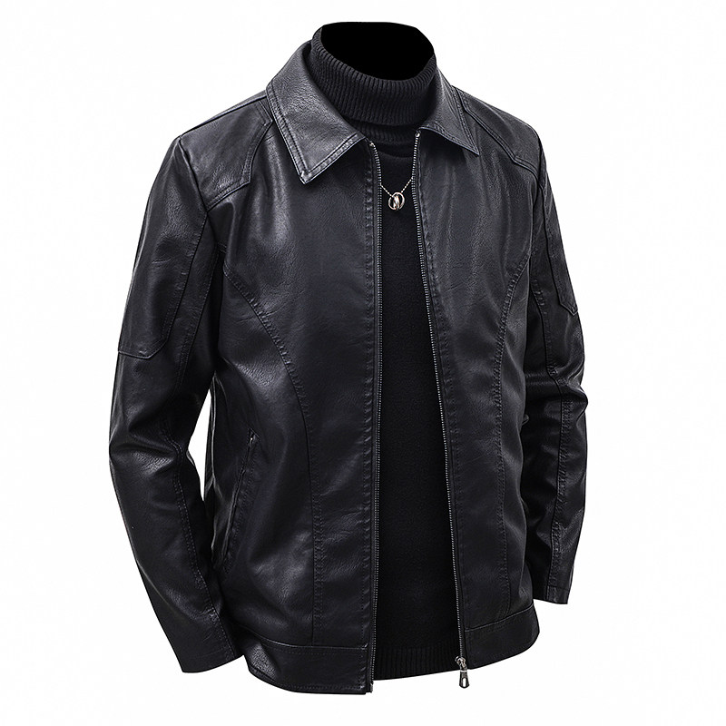 Men's Lapel Leather Jacket Spr - Leather Work Jacket Mens 评论和价格