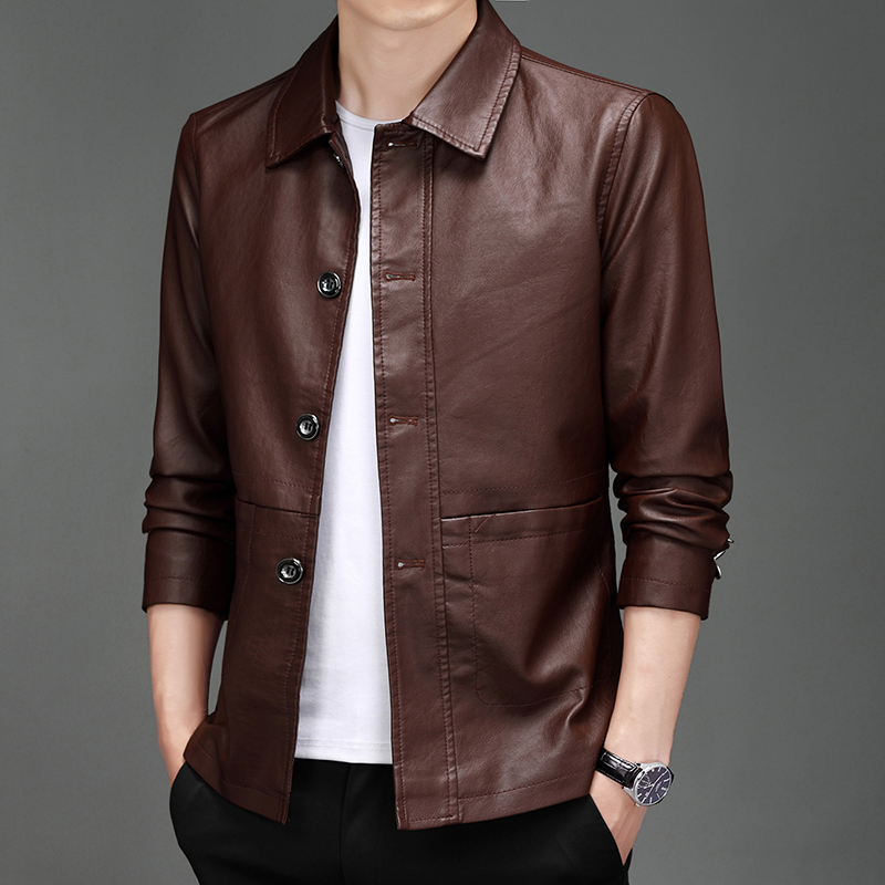 Autumn New Leather Suit Jacket - Leather Work Jacket Mens 评论和价格