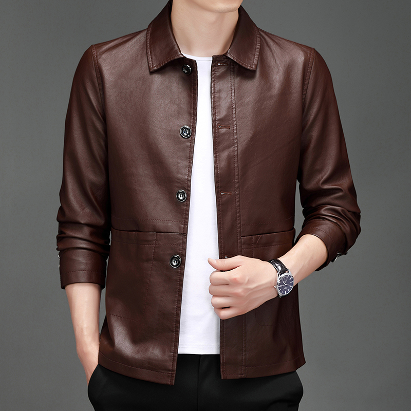 Autumn New Leather Suit Jacket - Leather Work Jacket Mens 评论和价格