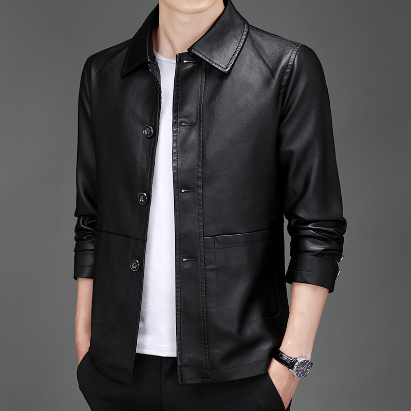 Autumn New Leather Suit Jacket - Leather Work Jacket Mens 评论和价格