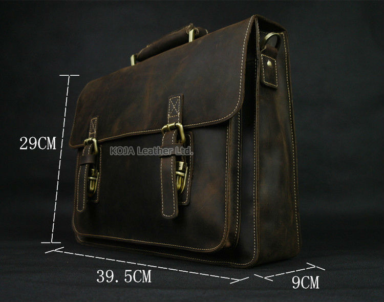 Vintage Crazy Horse Genuine Le - Leather Work Bag Laptop 评论和价格