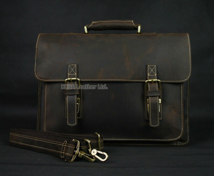 Vintage Crazy Horse Genuine Le - Leather Work Bag Laptop 评论和价格
