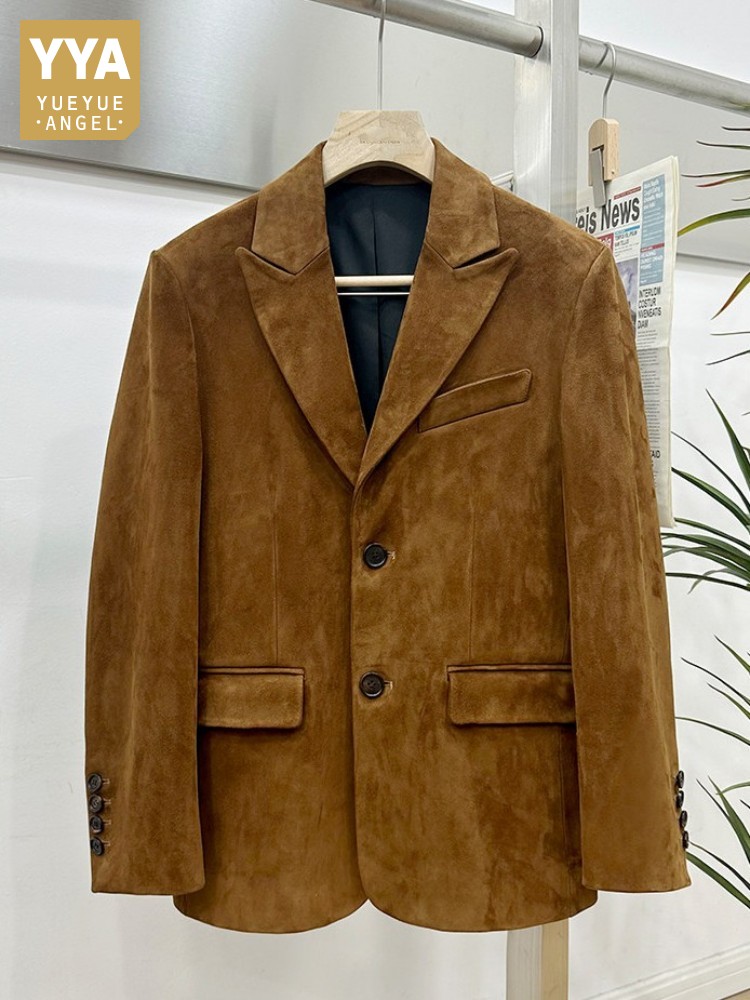Vintage Suede Sheepskin Elegan - Leather Work Jacket Mens 评论和价格