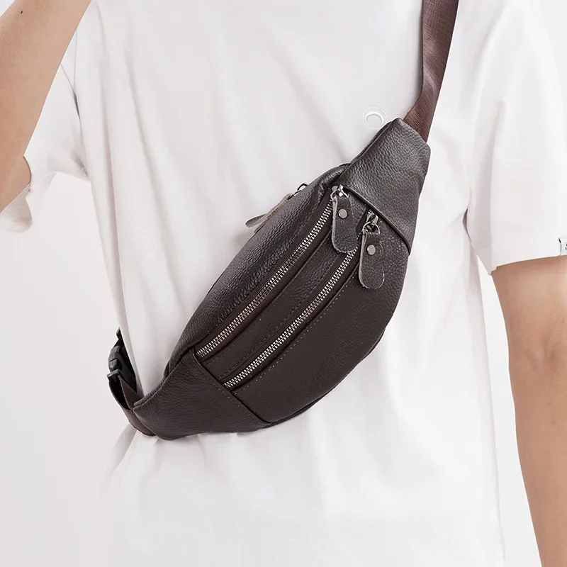 Genuine Leather Men’s Waist Ba - Leather Work Bag Laptop 评论和价格