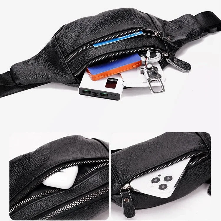 Genuine Leather Men’s Waist Ba - Leather Work Bag Laptop 评论和价格