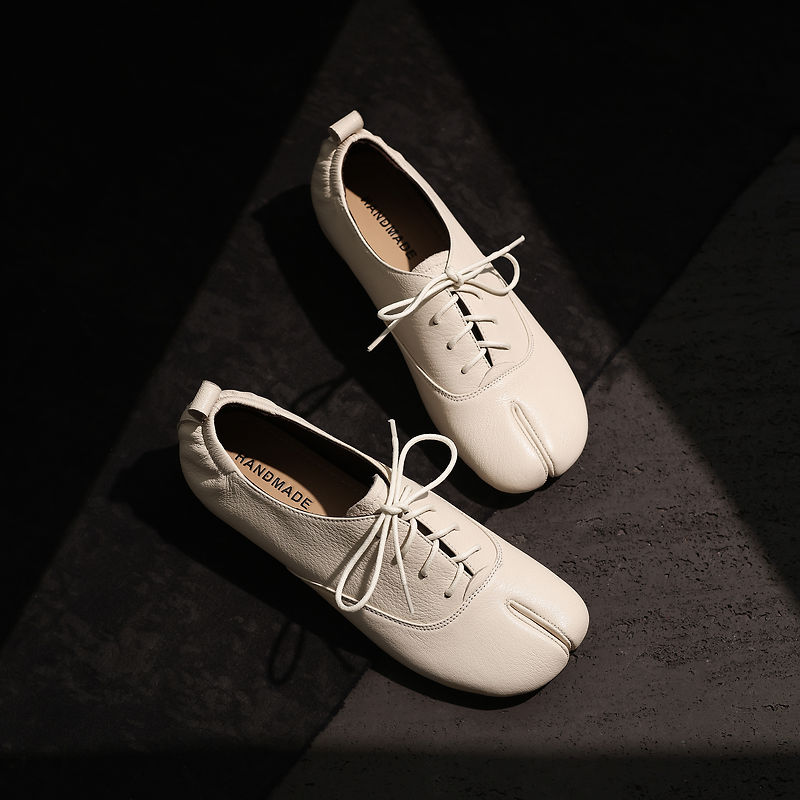 Genuine Leather Sheepskin Tabi - Leather Work Oxfords 评论和价格