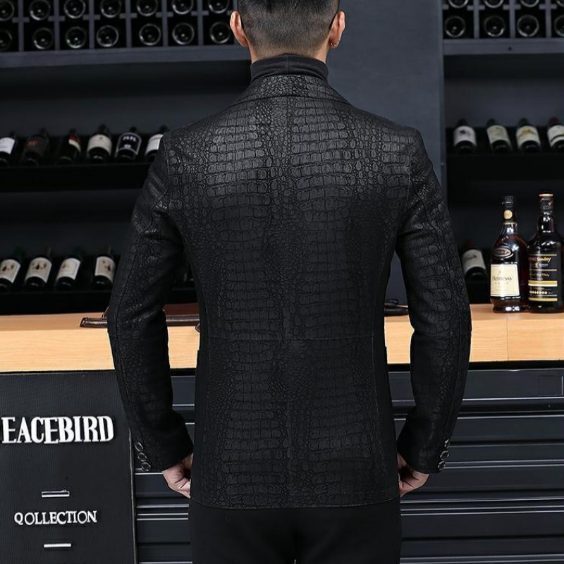 Autumn Business Men Sheepskin  - Leather Work Jacket Mens 评论和价格