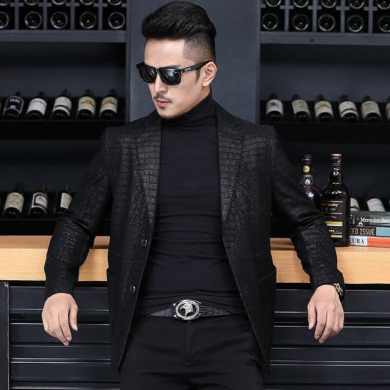 Autumn Business Men Sheepskin  - Leather Work Jacket Mens 评论和价格