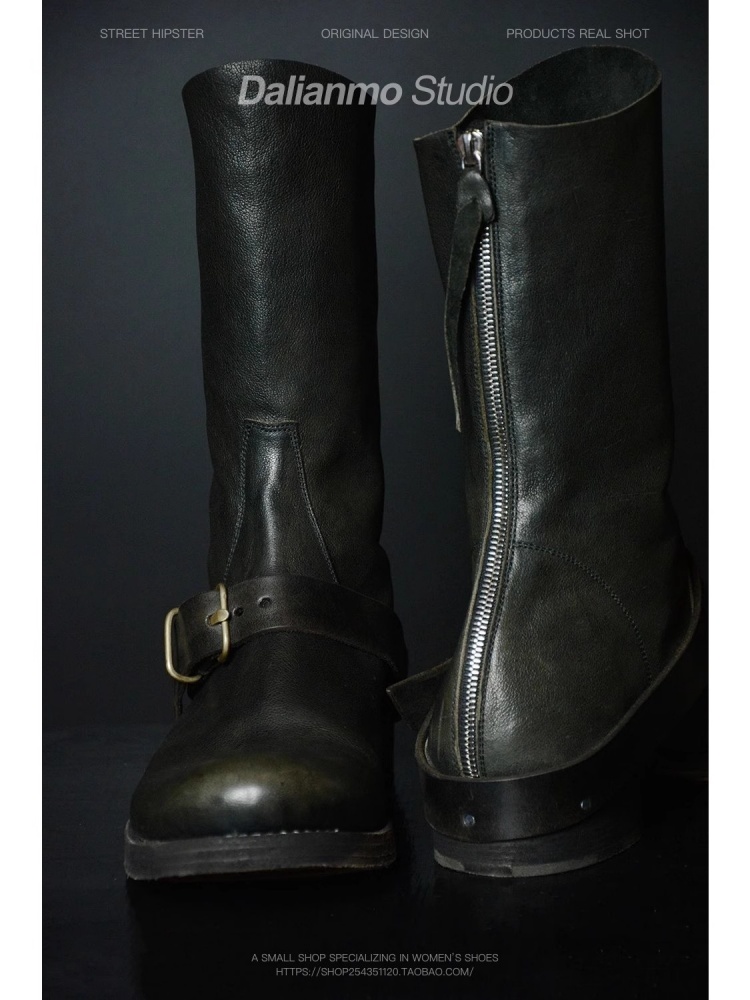 Black Cool Short Boots for Men - Youtube Leatherwork 评论和价格