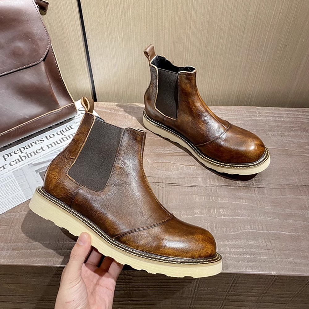 Retro Men's Genuine Leather Ch - Leather Work Oxfords 评论和价格