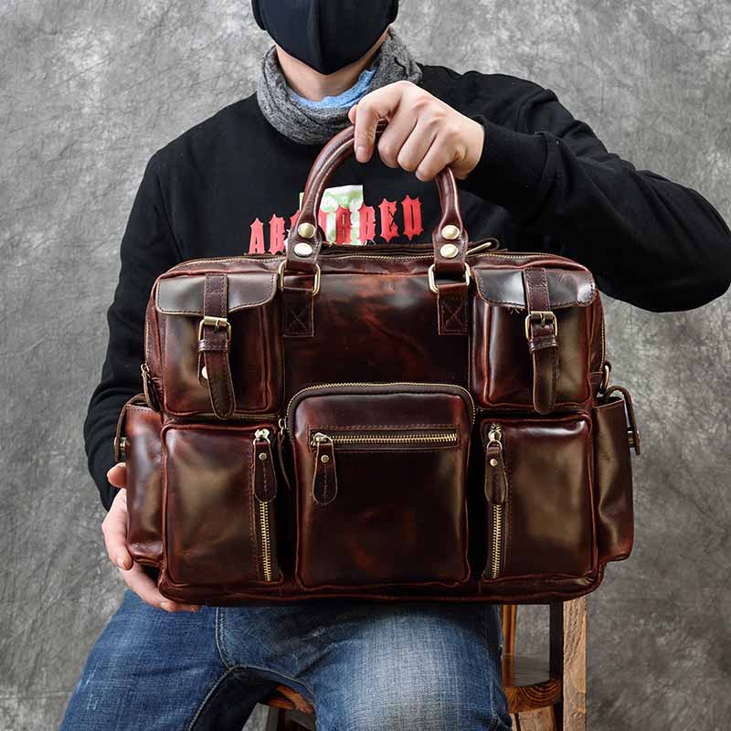 Men's genuine leather briefcas - Leather Work Bag Laptop 评论和价格