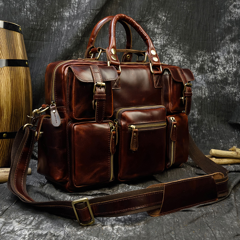Men's genuine leather briefcas - Leather Work Bag Laptop 评论和价格