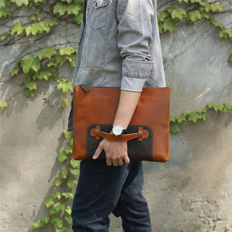 Vintage handmade genuine leath - Leather Work Bag Laptop 评论和价格