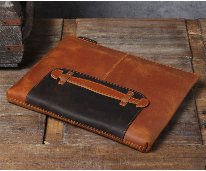 Vintage handmade genuine leath - Leather Work Bag Laptop 评论和价格