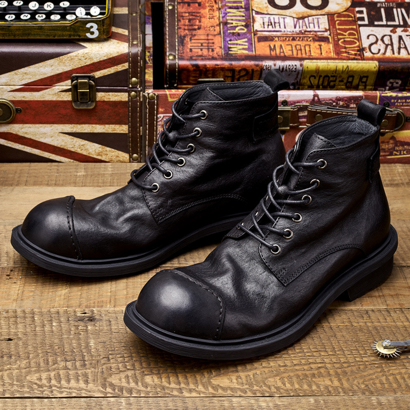 Big-headed Men's Retro Work Bo - Leather Work Oxfords 评论和价格