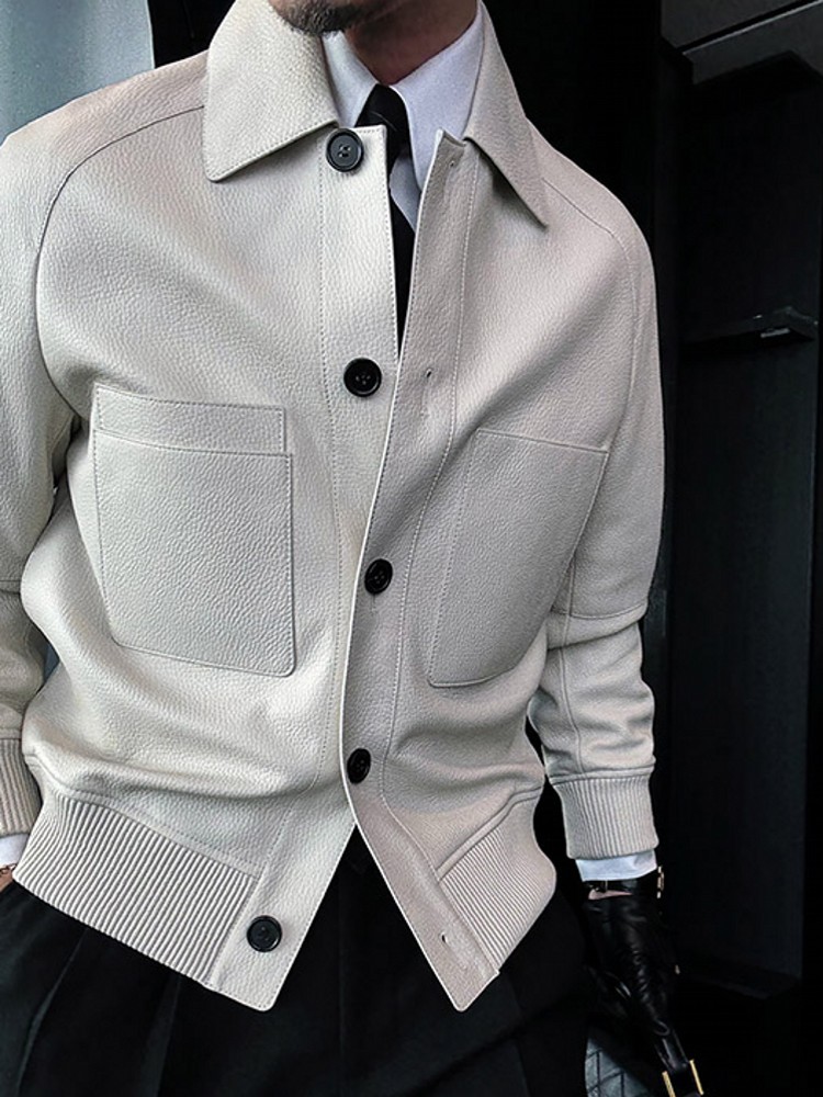 Italian Designer Mens Business - Leather Work Jacket Mens 评论和价格