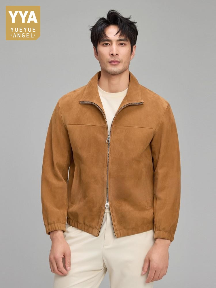 Luxury Mens Soft Natural Suede - Leather Work Jacket Mens 评论和价格