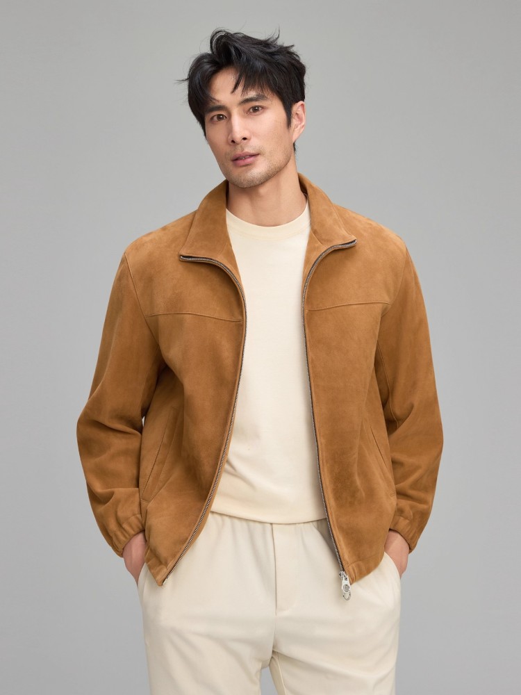 Luxury Mens Soft Natural Suede - Leather Work Jacket Mens 评论和价格