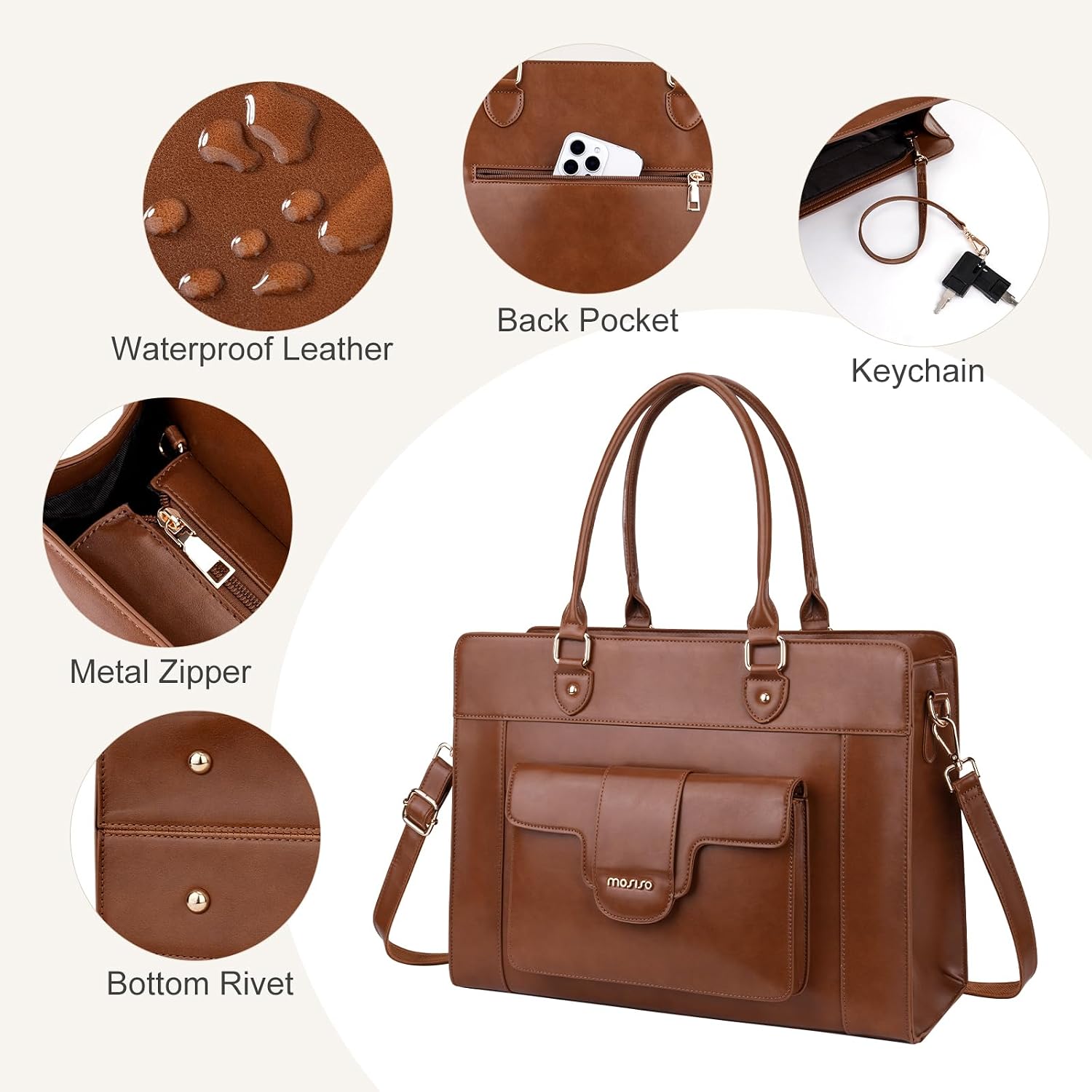 MOSISO Laptop Tote Bag for Wom - Leather Work Bag Laptop 评论和价格