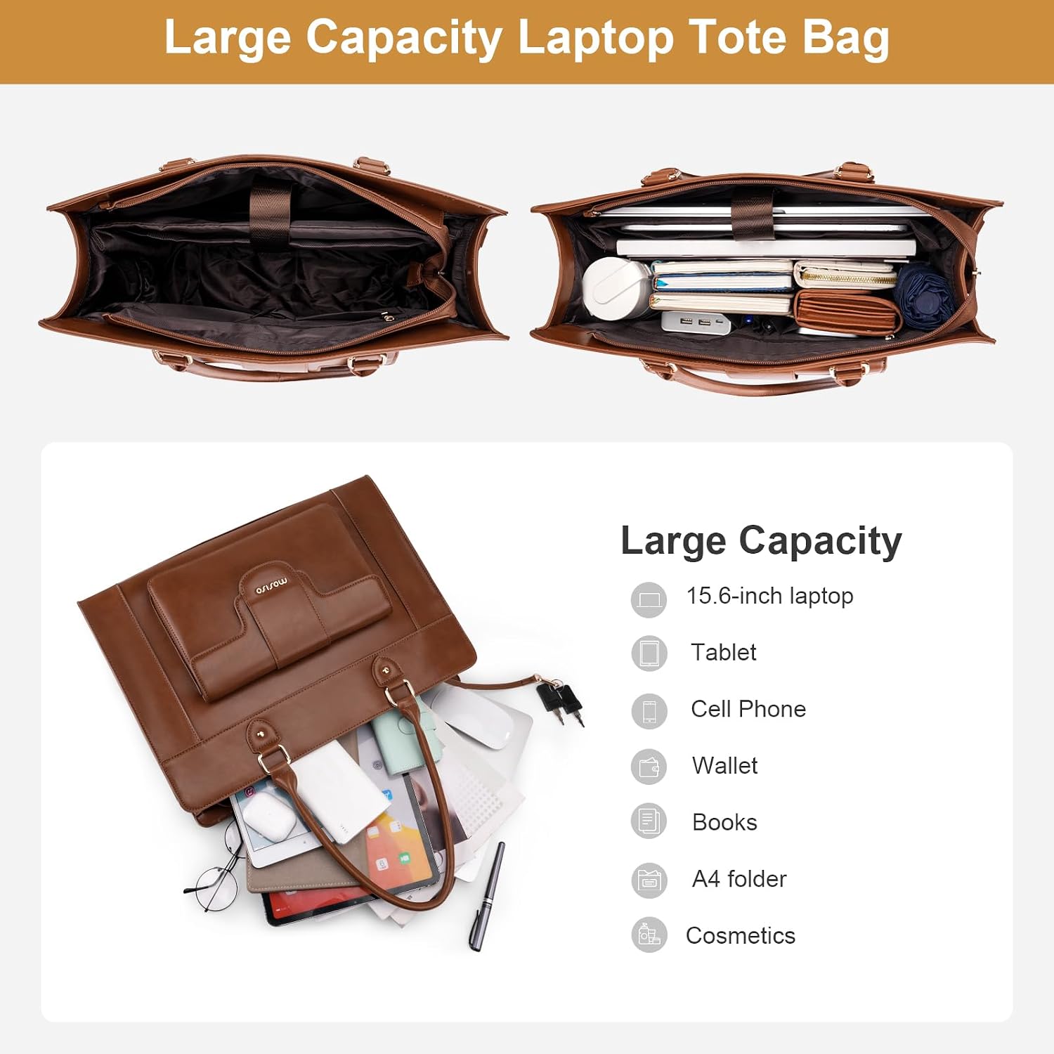 MOSISO Laptop Tote Bag for Wom - Leather Work Bag Laptop 评论和价格