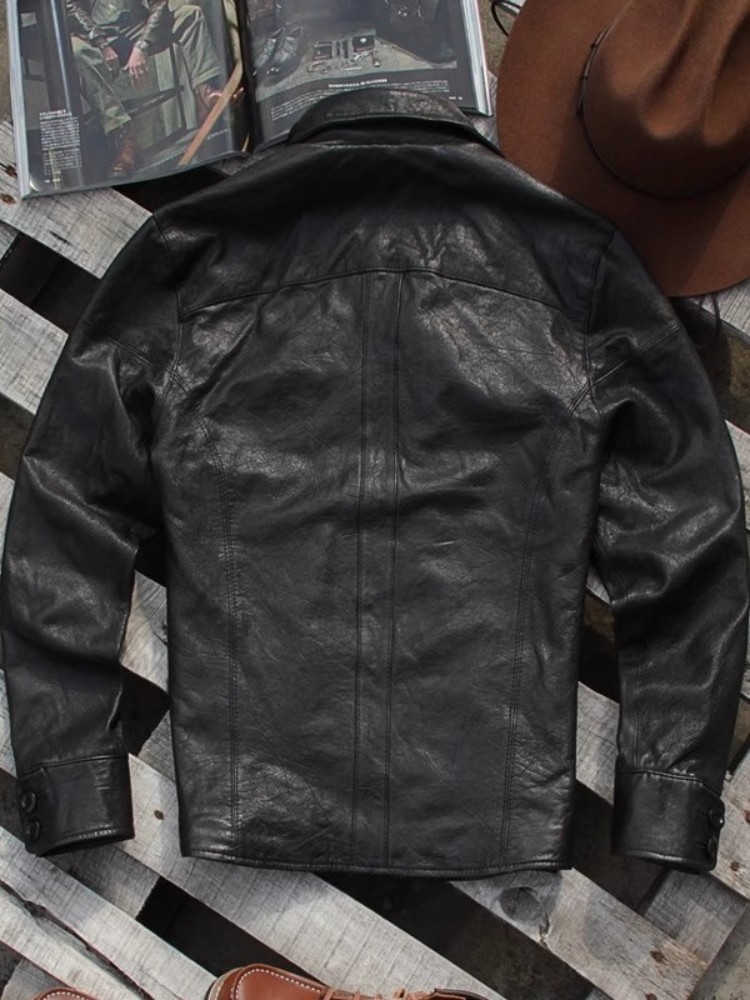 Punk Mens Genuine Leather Jack - Leather Work Jacket Mens 评论和价格