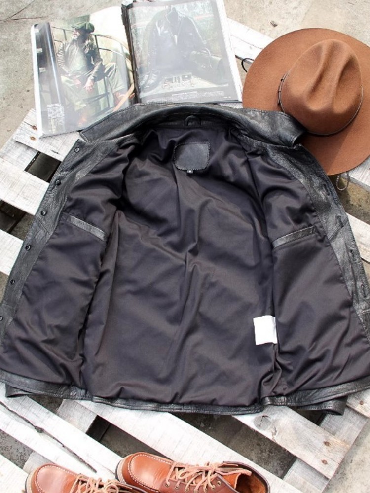 Punk Mens Genuine Leather Jack - Leather Work Jacket Mens 评论和价格