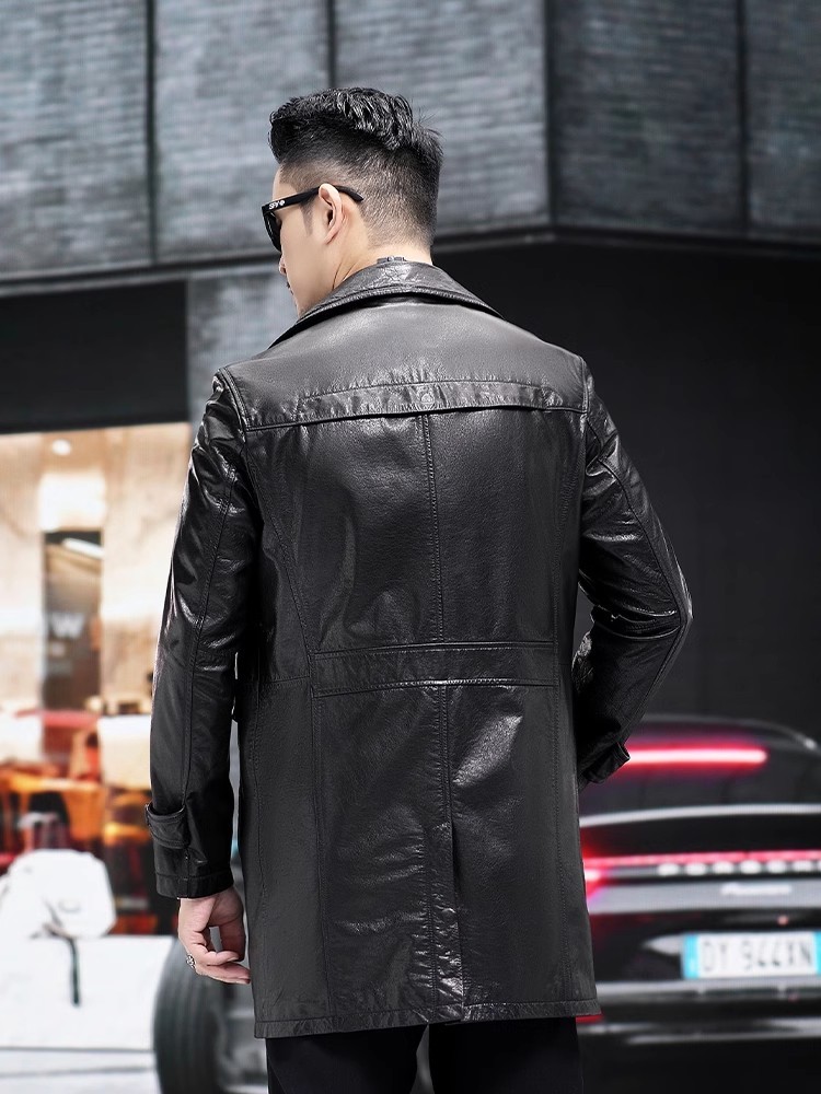 Luxury Men Business Work Slim  - Leather Work Jacket Mens 评论和价格