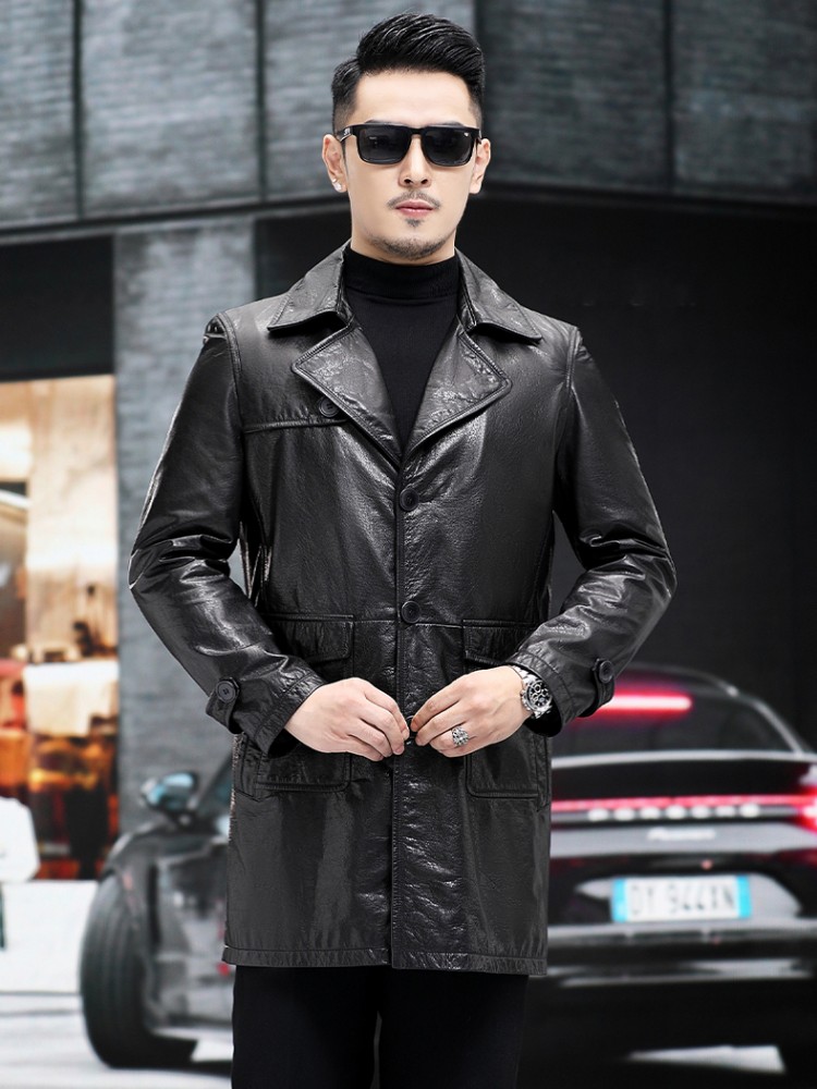 Luxury Men Business Work Slim  - Leather Work Jacket Mens 评论和价格