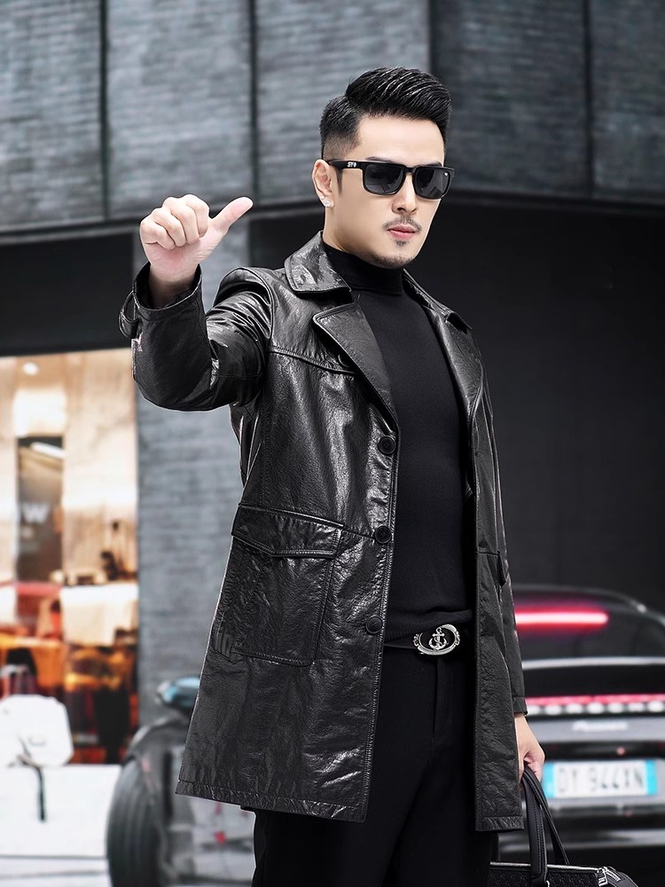 Luxury Men Business Work Slim  - Leather Work Jacket Mens 评论和价格