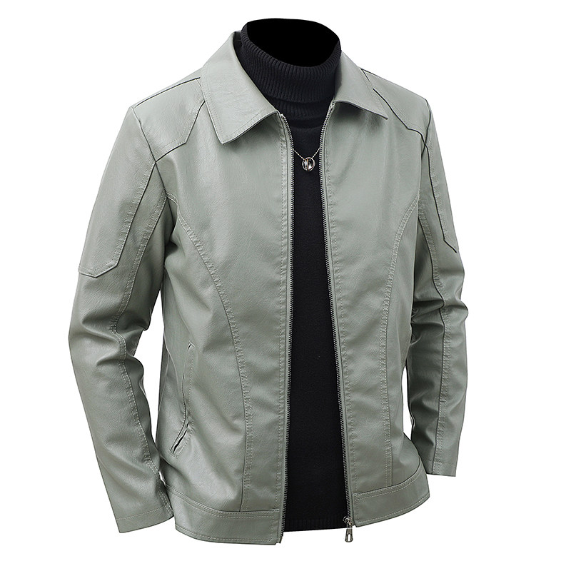 Men's Lapel Leather Jacket Spr - Leather Work Jacket Mens 评论和价格